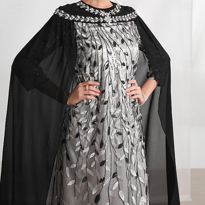 Cape A-Line of Mother Bride Dress Crew Elegant Neck the
