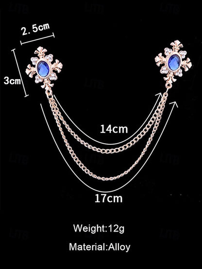 Gem Vintage Double – Brooch Blue Collar Elegant Chain
