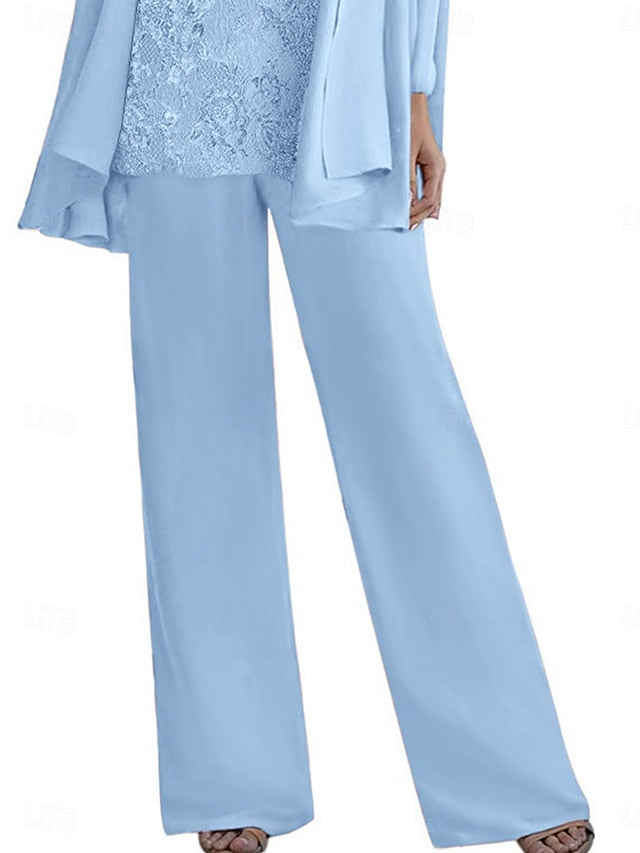 Piece Pantsuit Elegant the Crew 3 Mother Neck of Dress Bride