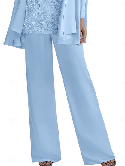 Piece Pantsuit Elegant the Crew 3 Mother Neck of Dress Bride