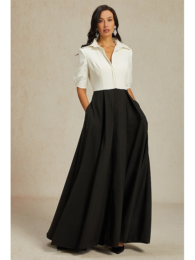 Dress the Elegant A-Line Party Mother Bride of Shirt Collar