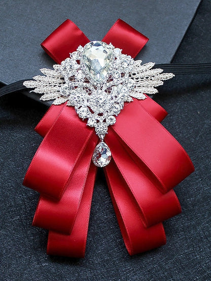 Pin Crystal - Men's Tie Elegant Luxury Ribbon Brooch Bow