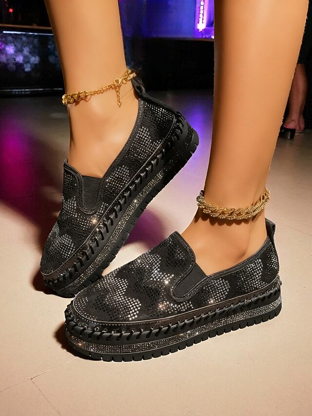 Slip-On Women's Sneakers Mesh Glitter Platform with