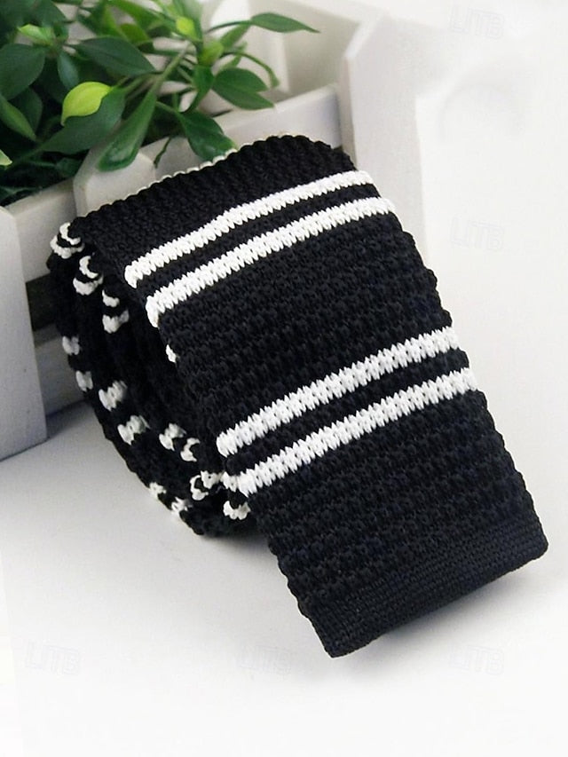 Tie Stylish - Woven Men's Knit Neck Stripe Christmas