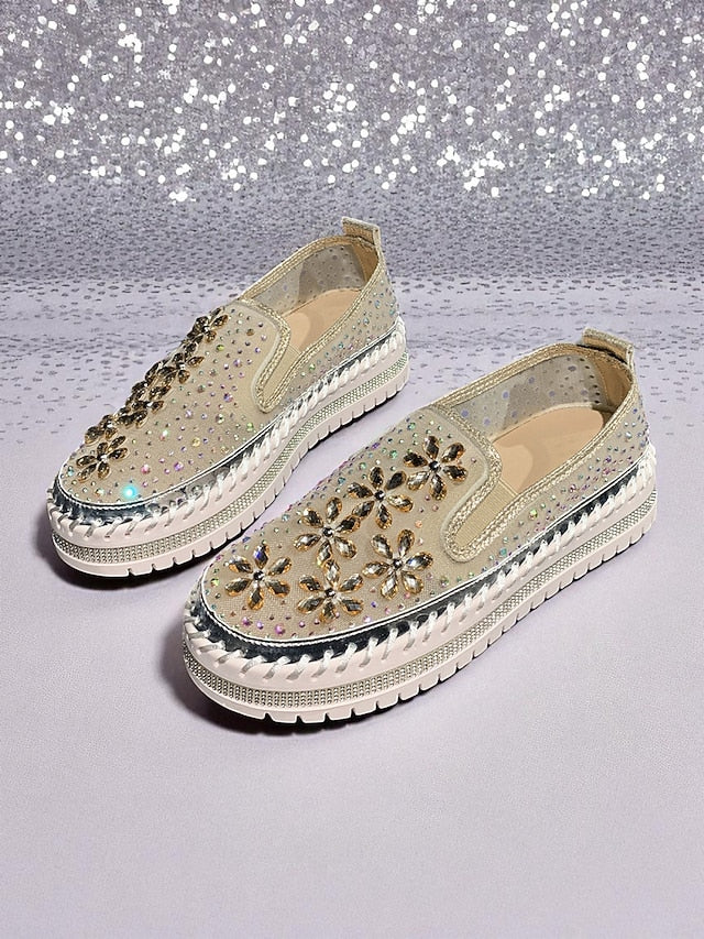 Slip-On Mesh Sneakers Rhinestone with Embellished Women's