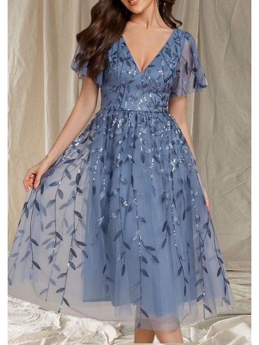 A-Line Wedding V Guest Neck Elegant of Bride Dress Mother the