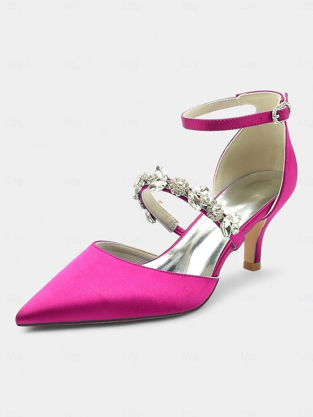 Black Heels Women's Embellishments - Satin with Rhinestone