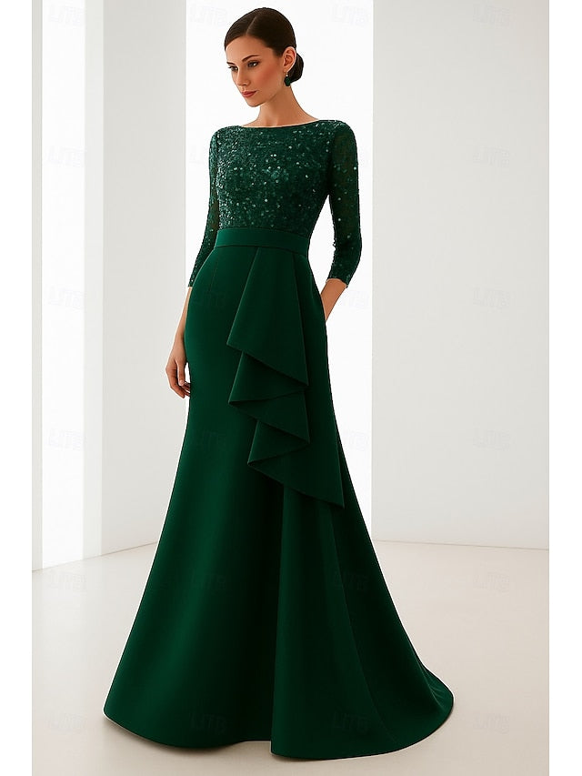 Dress Formal Mermaid Evening Blue Gown Elegant Wedding Black