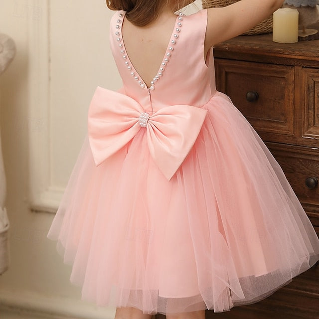 Color Solid Kids Wedding Girls' Party Sleeveless Dress