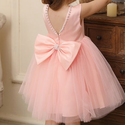 Color Solid Kids Wedding Girls' Party Sleeveless Dress