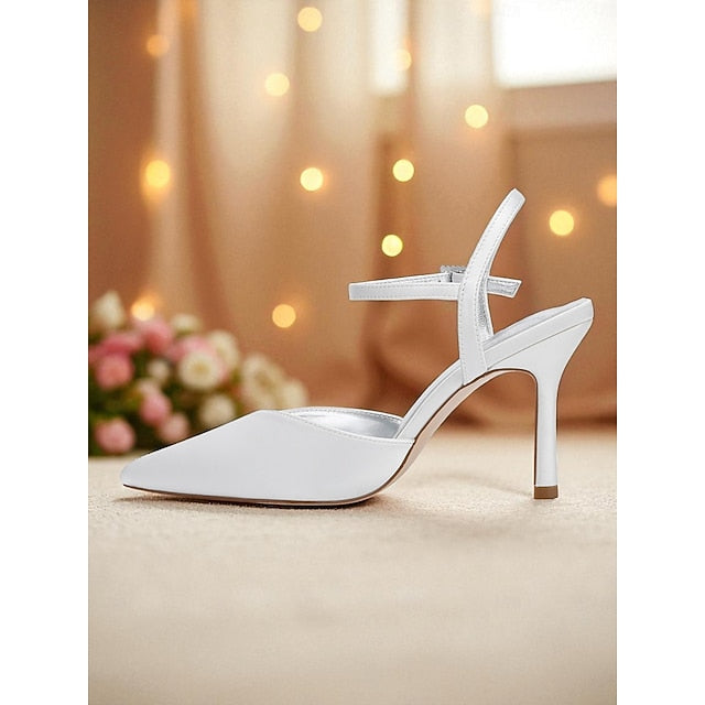 - Heels Green Satin Strap Women's Stiletto with Ankle