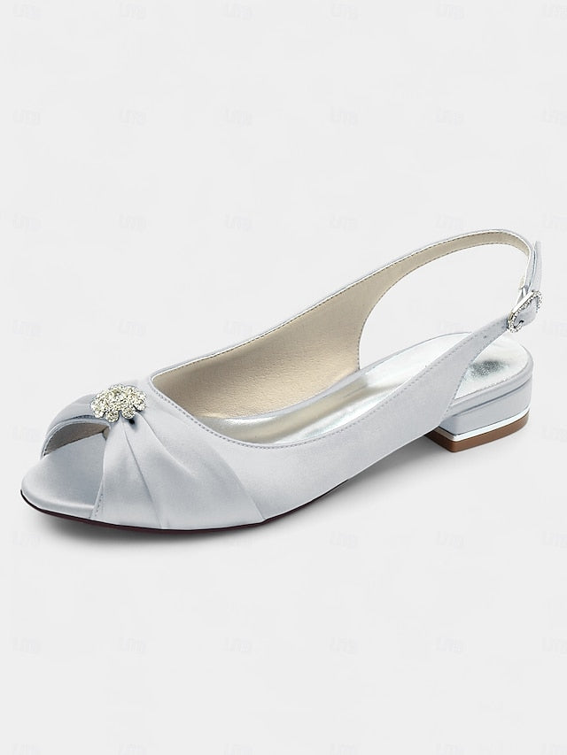 Wedding Crystal Satin with Women's Slingback Heels