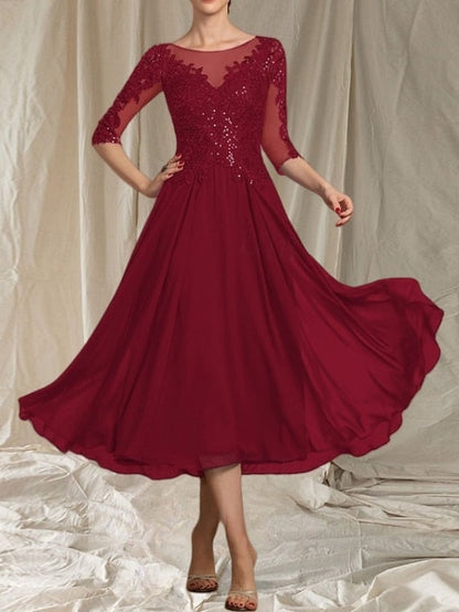 A-Line Neck Elegant Crew Mother the Guest Wedding Bride Dress of