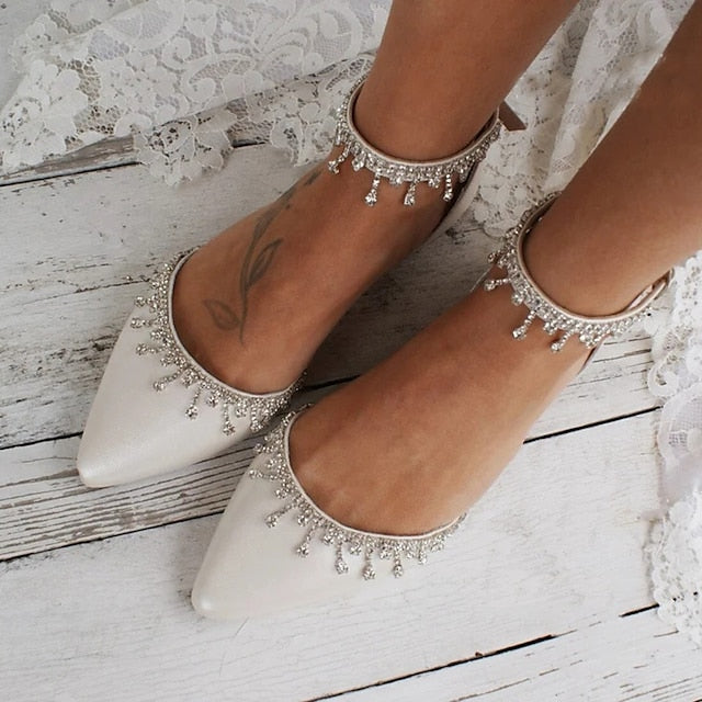 Elegant Wedding White with Shoes Women's Flats – Bridal