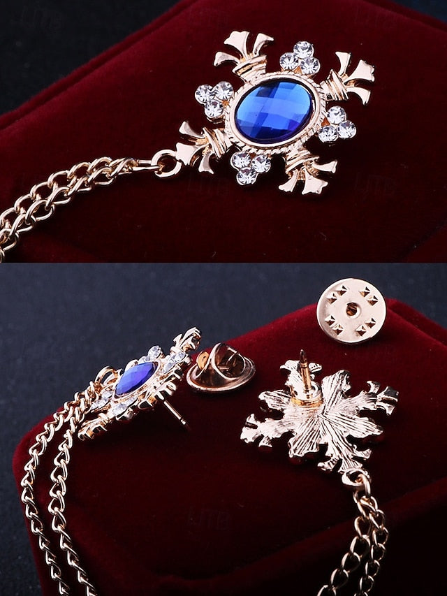 Gem Vintage Double – Brooch Blue Collar Elegant Chain