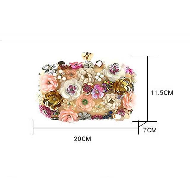 Embellished Floral – 3D Women's Clutch Evening Flower