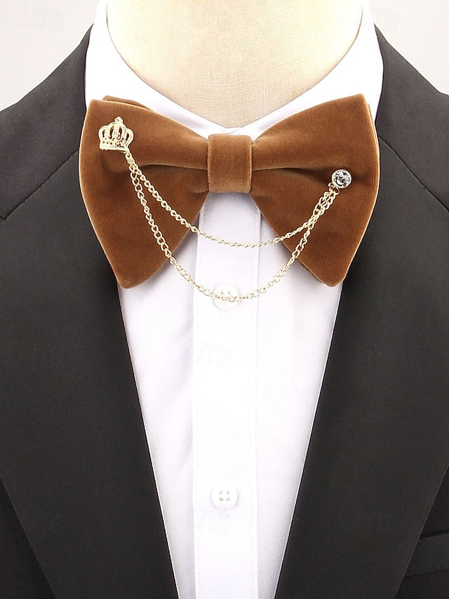 Detail Men's Bow Chain with Velvet Tie and Crown –