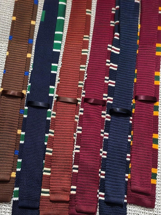 Tie Stylish - Woven Men's Knit Neck Stripe Christmas