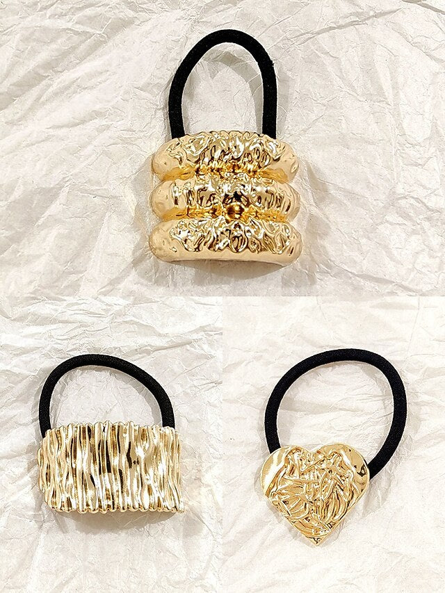 Women's Hair Elastic Scrunchies Band Tone - with Gold