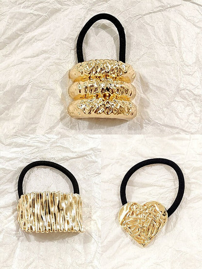 Women's Hair Elastic Scrunchies Band Tone - with Gold