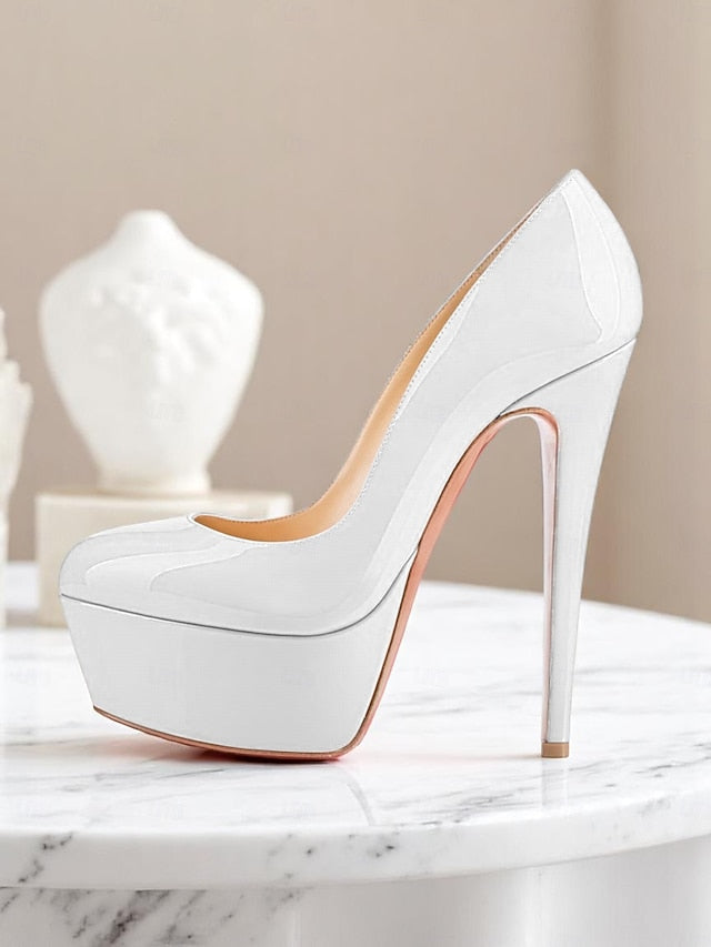 Platform Patent Pointed-Toe and with Heels Black Women's