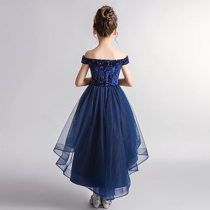 Dress Performance Party Color Sleeveless Kids Girls' Solid