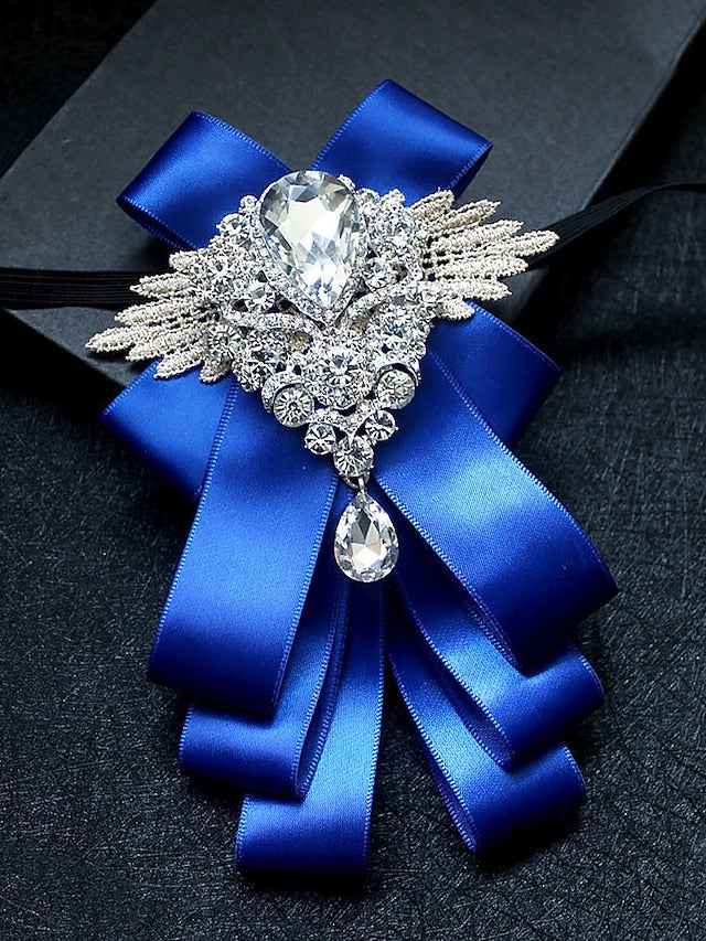 Pin Crystal - Men's Tie Elegant Luxury Ribbon Brooch Bow