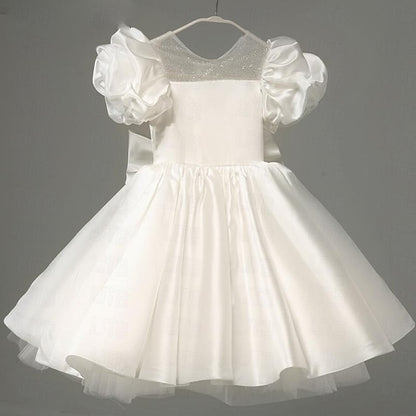 Girl Color Kids Party Solid Girls' Flower Dress Long