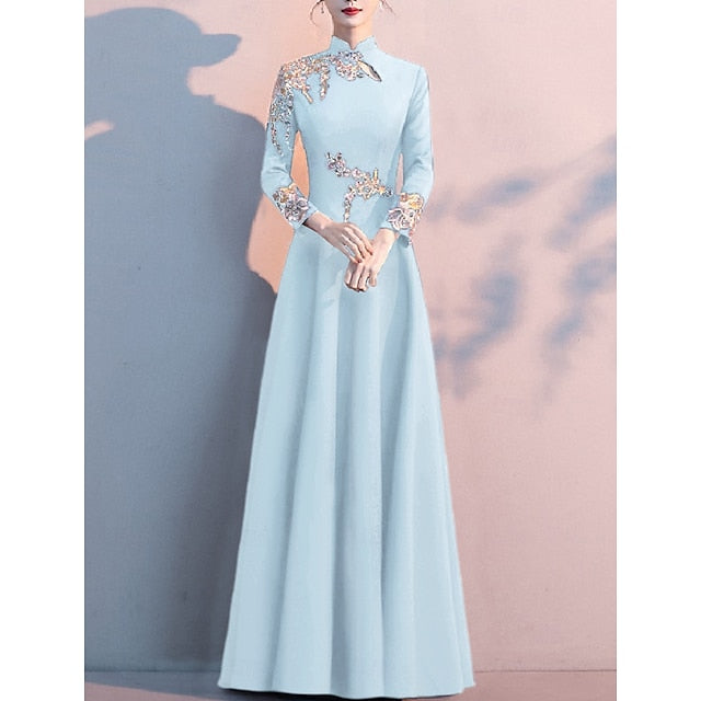 Bride Dress the of Mother A-Line Simple Elegant Floor High Neck