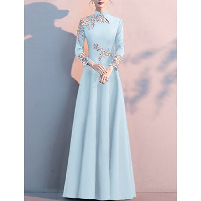 Bride Dress the of Mother A-Line Simple Elegant Floor High Neck