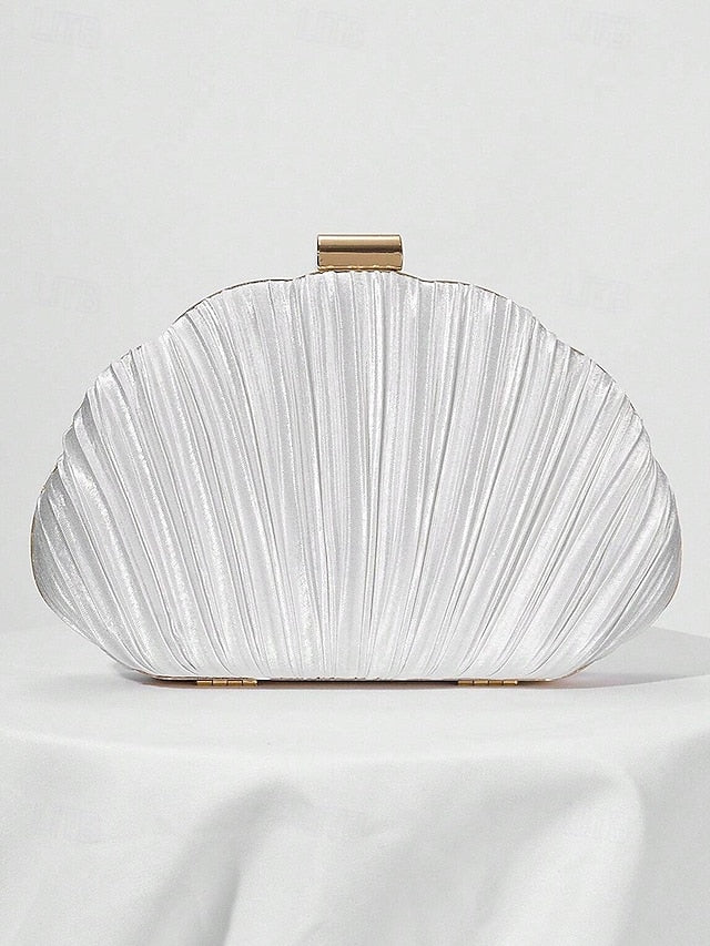 Purse Pleated Shell Evening Satin Clutch Women's