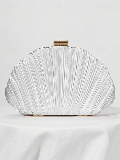Purse Pleated Shell Evening Satin Clutch Women's