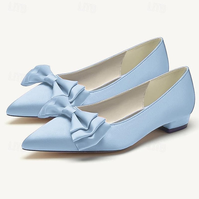 Wedding Flats Party Pointed Heel Low Bowknot Women's Shoes