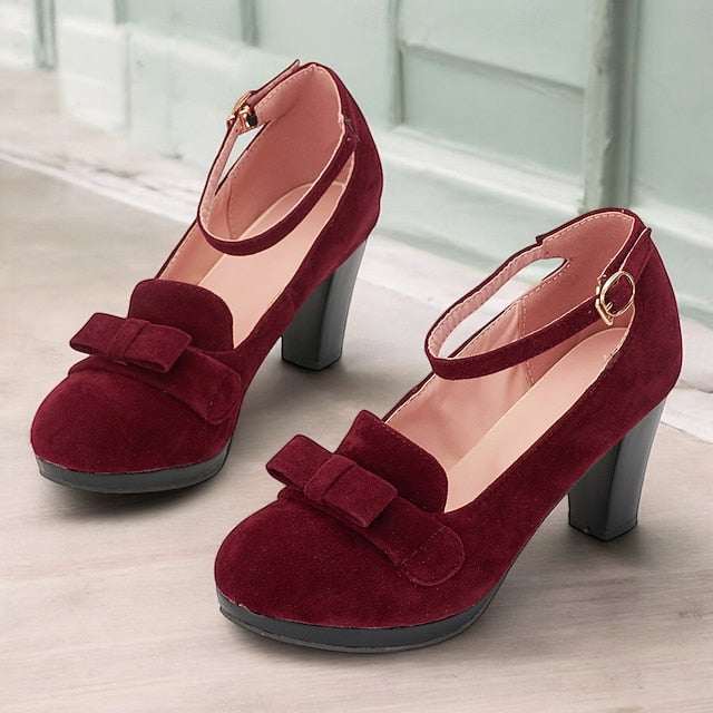 Mary Bow Women's Green - Detail Jane Heels with Suede