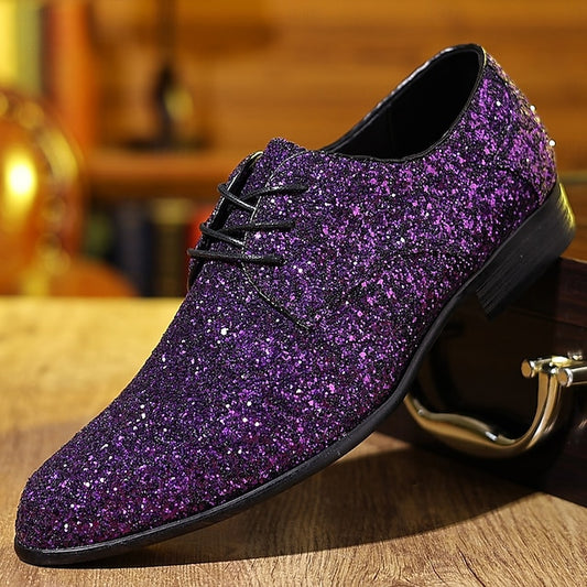 Lace-up Bold Party Glitter Shoes – Men's Statement Purple