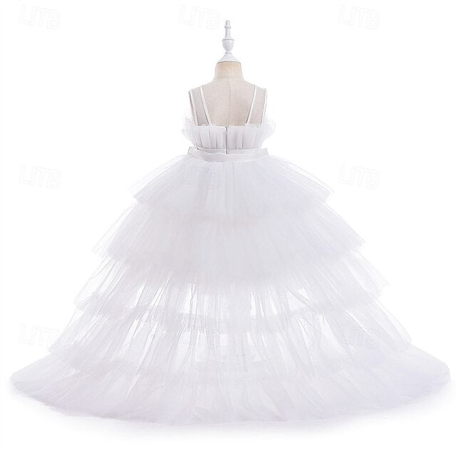 Sleeveless Party Solid Girls' Performance Dress Color Kids