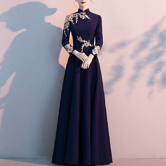 Bride Dress the of Mother A-Line Simple Elegant Floor High Neck