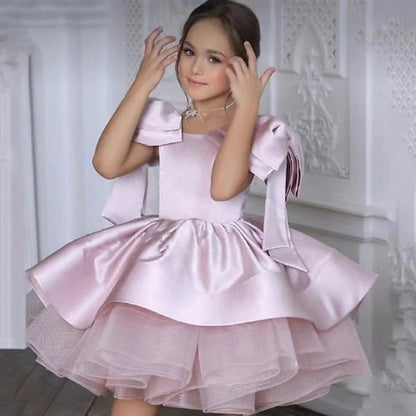 Girls' Girl Kids Party Dress Solid Color Flower