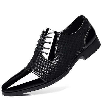 Faux Shoes Lace-Up Men's Black Patent Leather Formal