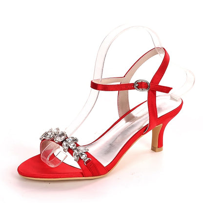 Rhinestone Elegant Women's Sandals Heeled Silver –