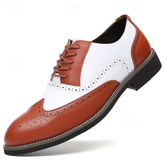 Brogue White Shoes Oxford Two-Tone Wingtip Men's in