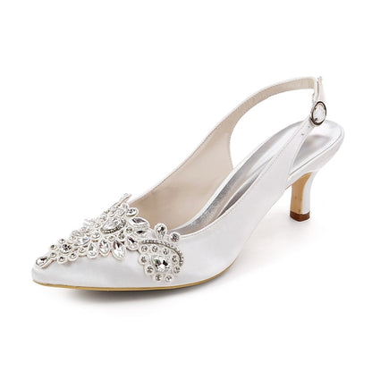 Beige Slingback with - for Heels Crystal Embellishment Women