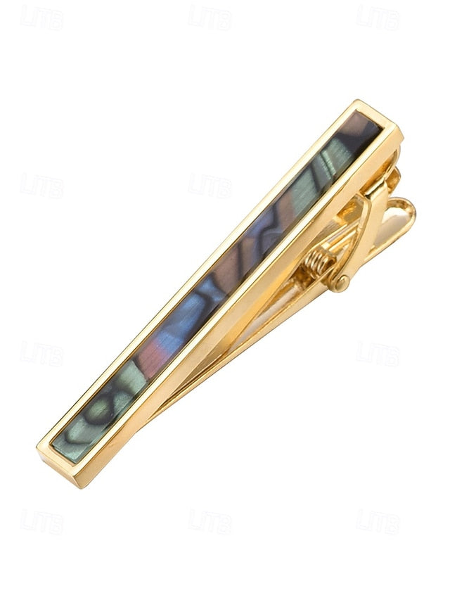 tie of pearl mother Men's with inlaid clip brass and