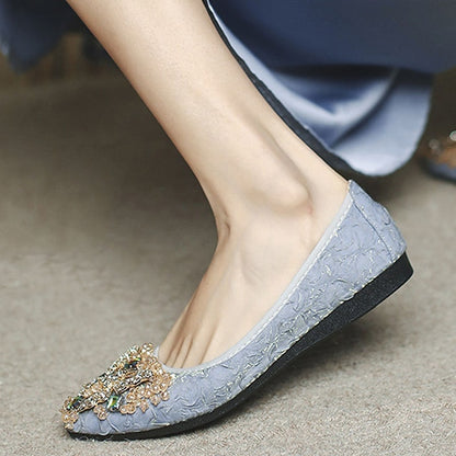 - Wedding Crystal Foldable Floral Flats Embellished Women's