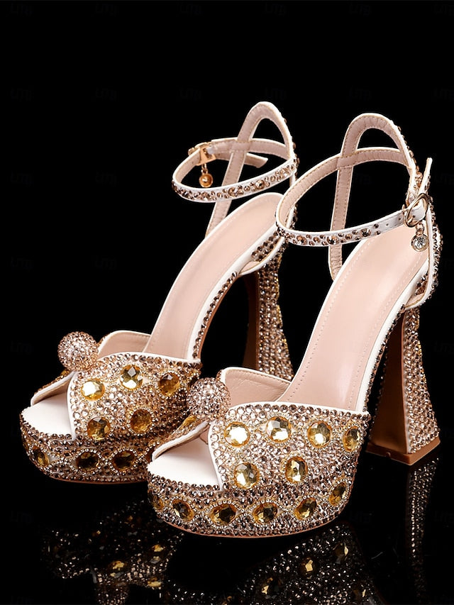 Crystal-Embellished Platform Sandals with Women's Glamorous