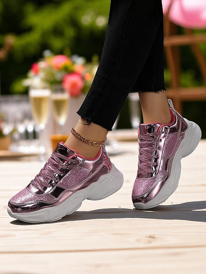 Sneakers Metallic Glitter Chunky Women's Platform with