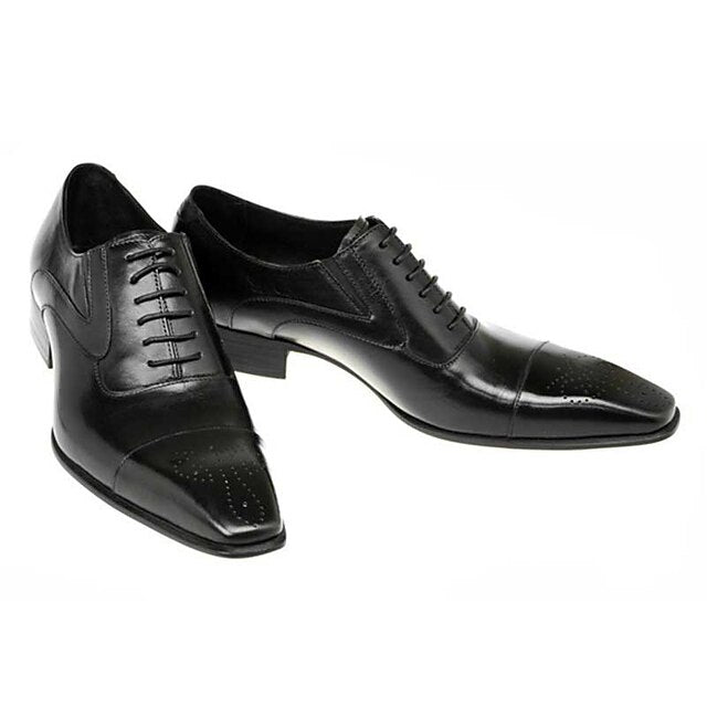 Shoes Oxford Faux Classic Leather Black Cap Men's -