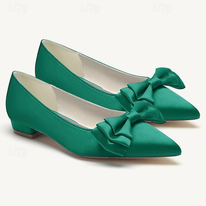 Wedding Flats Party Pointed Heel Low Bowknot Women's Shoes