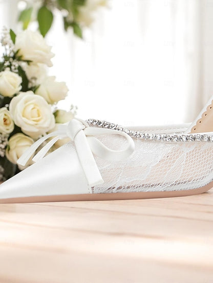 Lace White Satin Women's Heels High