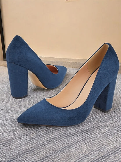 Classic Toe High Suede Heels Pointed | Heel Women's Block